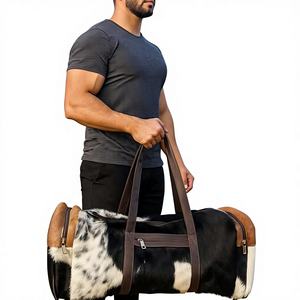 Sac de voyage en cuir véritable contemporain avec fermeture éclair, léger et grande capacité LHDB-0164 - Product Image 1