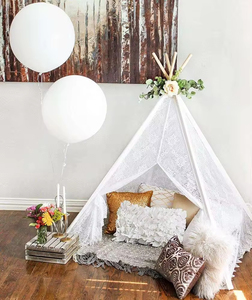 Tenda da gioco pieghevole per bambini, tenda teepee in tessuto con quattro pali, gioco morbido per interni - Product Image 5