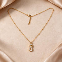 Collier pendentif en zircon anti-oxydation en acier inoxydable, collier à chaîne perlée délicat pour femmes, styles multiples, OEM ODM