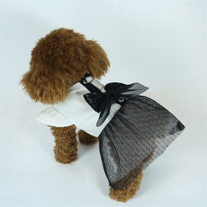 ชุดเดรสแมวและสุนัขติดโบว์สีดำและสีขาวแบบทันสมัยเสื้อกั๊กและกระโปรงฤดูหนาวน่ารักทำจากโพลีเอสเตอร์สำหรับใช้ในฤดูร้อน - Product Image 4