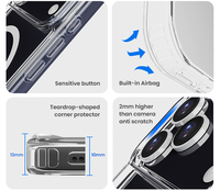 Coque de téléphone transparente magnétique antichoc en TPU C&T 2,0 mm pour iPhone 17/16/15/14/13/12 Pro Max