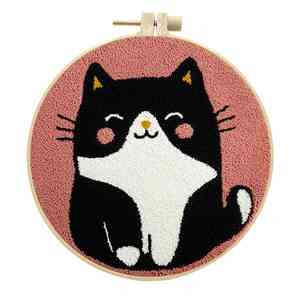 Factory Direct Sales Easy Adult Punch Needle Embroidery Kit Cat Cross-Stitch on Fabric Fun Hobbies for Adults Customizable