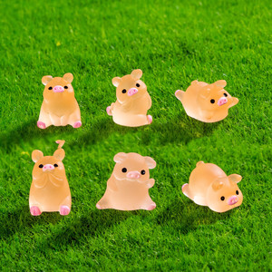 Accesorios DIY que Brillan en la Oscuridad, Piezas Decorativas en <span class=keywords><strong>Miniatura</strong></span> de Resina, Cerdito Adorable que Brilla en la Oscuridad - Product Image 6
