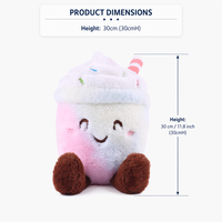 Peluche 100% polyester en forme de tasse de crème glacée brodée, jouet anti-stress 30 cm Babywolf pour fête d'anniversaire, tous âges