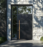 Nuevo diseño de puerta única de hierro residencial de seguridad puerta delantera Casa de vidrio templado precios de puerta forjada de hierro