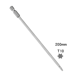 Punta de Destornillador <span class=keywords><strong>Torx</strong></span> T10 de 200 mm de Largo, Vástago Hexagonal de 1/4 de Pulgada, Acero de Aleación S2, Fuerte Magnético, para Reparación de Electrónica en Orificios Profundos - Product Image 1