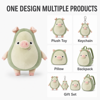 Jolie Peluche Cochon Avocat Vert Personnalisée, Jouet en Peluche Cochonnet Doux, Décoration, Faible MOQ, Service OEM ODM, Échantillon, Fabricant Direct