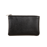 Porte-monnaie et porte-billets portable en PU à motif litchi avec fermeture éclair pour femme et unisexe, pochette unie avec poches zippées