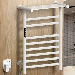 2023 FAAO White Powder Coating towel rack bathroom electronic heated radiator shelf aluminium wall mount towel warmer