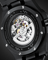 Montres en acier inoxydable avec mouvement automatique japonais, design d'usine et personnalisables, simili-squelette lumineux, pour marque privée