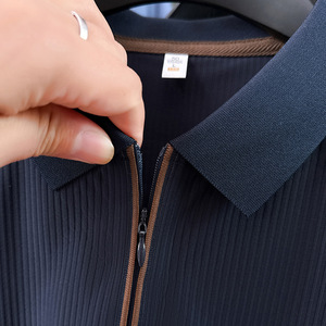 Polo personalizado de media cremallera, de alta calidad, deportivo, con tacto frío, de secado rápido, informal, de manga corta, para hombre, con sensación refrescante para el verano. - Product Image 3