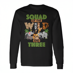 Squad Of The Wild et trois t-shirts à manches longues pour le 3e anniversaire sur le thème du zoo, du safari et de la jungle - Product Image 2