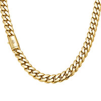 Ensemble collier et bracelet chaîne cubaine Miami 6-14 mm, or 14K 18K, acier inoxydable, style hip-hop, collier à maillons cubains Monaco pour hommes