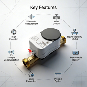 Dn15 -25 LoRaWAN 4G NB-IOT Valve Control Smart Water <strong>Meters</strong> Liquid Electronic Industrial Digital Ultrasonic <strong>Flow</strong> <strong>Meter</strong> For Water - Product Image 2