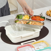Boîte à bento en acier inoxydable 304 à 3 compartiments avec fourchette et cuillère 780 ml