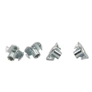 Zinc Plated Pronged Tee Nuts With Holes Stainless Steel Furniture Connector 4 Claws Tee Nut