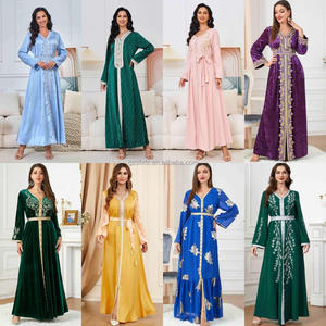 Vente directe d'usine, caftan marocain orné, velours, abaya élégante et tendance, robe musulmane pour femmes, grande taille, vente en gros - Product Image 1