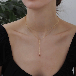 Collier délicat et personnalisé en or 18K, en acier inoxydable, plaqué or, minimaliste, Double couche, Lariat, cadeaux pour femmes - Product Image 5