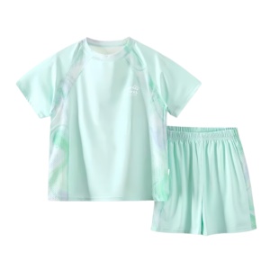 Ensemble de sport d'été pour enfants, unisexe, deux pièces, en maille, à séchage rapide, protection solaire, haut à manches courtes et short - Product Image 5