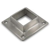Plaque de base carrée en acier inoxydable poli satiné pour charge lourde, avec bride pour tube carré, pour montage de balustre d'escalier, quincaillerie
