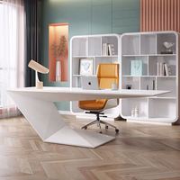 Table de direction blanche pour bureau, mobilier de bureau à domicile, table et chaise de direction, table d'ordinateur incurvée pour PDG