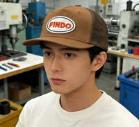 Op maat gemaakte OEM-fabriek 5-panel sportieve fruit trucker caps van twill katoen met handgebreide mesh