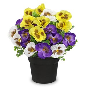 Arreglos Florales Artificiales Económicos para Funeral, Pequeñas Flores de Panax Amarillas en Maceta, para Cementerio, Lápida, Festival de la Cosecha - Product Image 5
