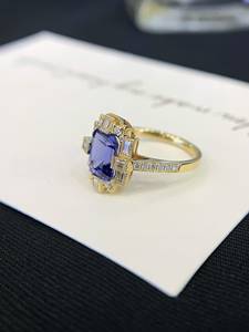 Smeraldo taglio laboratorio zaffiro pietra preziosa diamante <span class=keywords><strong>Miss</strong></span> anello 18K oro giallo massiccio con laboratorio di anelli di diamante pietra gemma anello di fidanzamento - Product Image 4