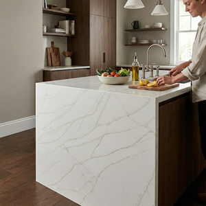Encimera de Cuarzo Artificial con Patrón de Calacatta Laza Personalizado para Cocina Residencial, Baño y Muebles de Vanidad - Product Image 1