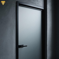 Porte à battant écoénergétique - Cadre en aluminium fin - Double vitrage - Surface finie - Isolation phonique - Pour usage intérieur moderne en villa