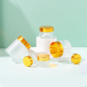 Botol Kaca Mulut Lebar Transparan 5ml 10ml 15ml 30ml 50ml 60ml 2oz 100ml, Botol Krim Kaca Transparan 1oz dengan Tutup Perak Hitam Emas - Product Image 6