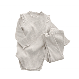 Ropa de dormir unisex para niños, conjunto de mameluco de bebé de 2 piezas, camiseta de manga larga, pantalones, mono de primavera para niños, <span class=keywords><strong>pijama</strong></span> de tela tejida - Product Image 4