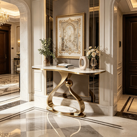 Grande table console moderne avec plateau en pierre facile à nettoyer et rangement intégré pour salon, mobilier de maison