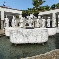 Baignoire de jardin en granit à immersion de style européen moderne avec drain, autoportante, blanche