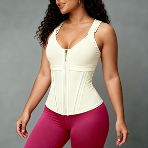LANGQIN Corsetti da <span class=keywords><strong>Donna</strong></span> all'Ingrosso, <span class=keywords><strong>Top</strong></span> Bustier Sexy Senza Maniche, Corsetti Modellanti a Tinta Unita con Cerniere e Cinghie in Vita - Product Image 4