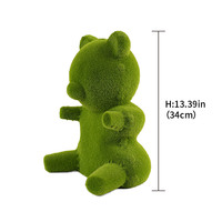 Sculpture d'ours en herbe artificielle durable et écologique H34cm, verte, floquée, faite à la main, pour patio, jardin, décoration intérieure