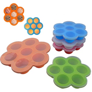 7 lỗ Silicone Vòng <span class=keywords><strong>Ice</strong></span> <span class=keywords><strong>Cube</strong></span> khay bé thực phẩm lưu trữ container Tủ đông khay với nắp - Product Image 2