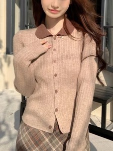 Maglione coreano lavorato a maglia piccolo <span class=keywords><strong>Cardigan</strong></span> da donna primavera e autunno sottile e sottile con fondo di nicchia - Product Image 3