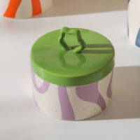 Nouveau design – Pots de rangement en céramique émaillée mouchetée pour épices, café, thé, aliments – Vaisselle de cuisine en grès avec couvercles