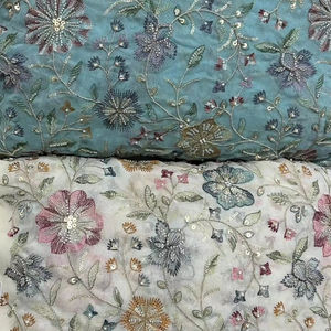 Nouvelle collection, vente chaude, tissu en géorgette non tissé respirant, perles, dentelle brodée pour filles - Product Image 1