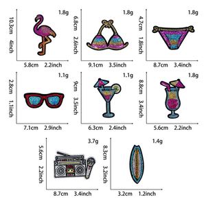 Parche Termoadhesivo Multicolor con Lentejuelas Bordadas, Diseño Hawaiano, Bikini, Gafas de Sol, Surf, Camión, Coche, Cóctel, para Decoración de Ropa y Bolsos - Product Image 4