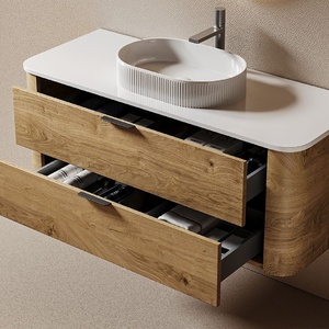 Ensemble de meuble-lavabo mural de luxe pour hôtels, <span class=keywords><strong>armoire</strong></span> <span class=keywords><strong>à</strong></span> <span class=keywords><strong>pharmacie</strong></span> laquée avec miroir intelligent, vasque en céramique en contreplaqué, moderne - Product Image 3