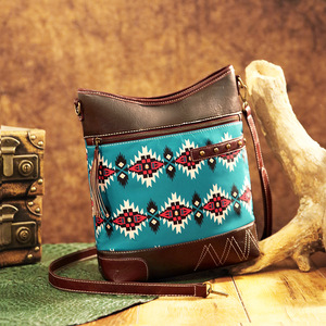 European and American Retro <b>Crossbody</b> <b>Bag</b> Printed Twill Waterproof Denim Bohemian Aztec Style Soft Nylon Material - Product Image 4