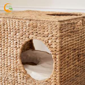 Cage pour animaux de compagnie en jacinthe d'eau naturelle, personnalisable, de luxe, classique, emballée en carton, motif uni, rectangulaire, à 2 étages, en corde, du Vietnam - Product Image 4