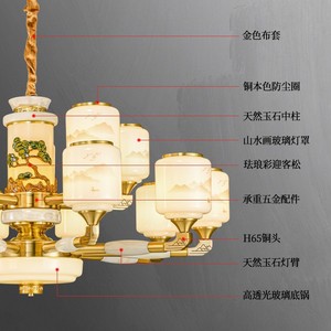 All Copper Jade Chandelier Led Round Multi Head Living Room Bedroom <b>Light</b> Zhongshan - Product Image 5