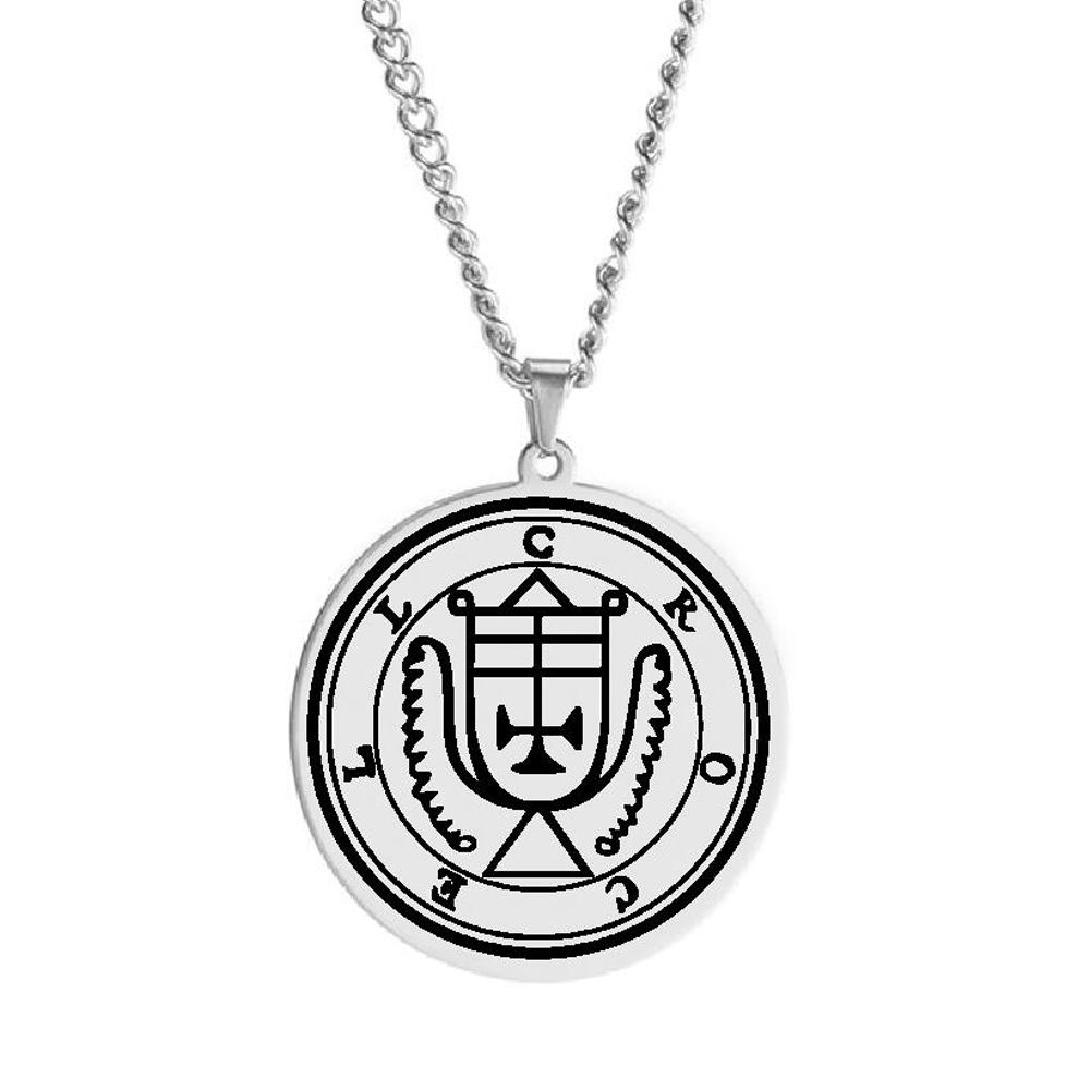 Asmodeus Collier Pendentif Acier Sigil of Goetia Demon Lust King Key of Solomon