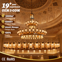Experts en luminaires islamiques, lustre LED suspendu en or massif sur mesure pour mosquée, pour salle de prière Majlis
