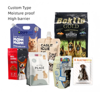 Sachets personnalisés à haute barrière pour aliments pour chats, 0,5 kg, 1 kg, 1,5 kg, fond plat, avec soufflet, pour sachets d'aliments pour chats