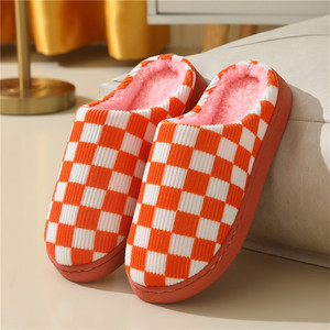Female Checkerboard Plaid Slipper <b>Women</b> Winter Warm Plush Slippers <b>Indoor</b> Cute Fuzzy House Floor <b>Shoes</b> - Product Image 6