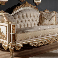 Canapé sectionnel en velours traditionnel de luxe élégant haut de gamme, rembourrage en éponge fait main, bois massif européen sculpté, pour salon